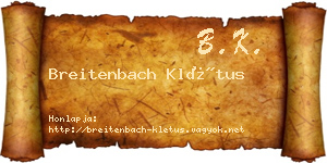 Breitenbach Klétus névjegykártya